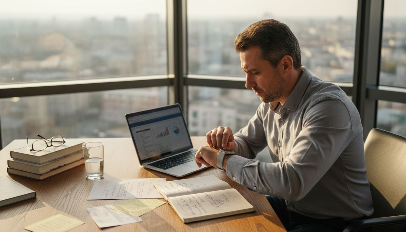 Un antreprenor pasionat de tehnologie își optimizează productivitatea la birou cu ajutorul unor dispozitive moderne de biohacking.